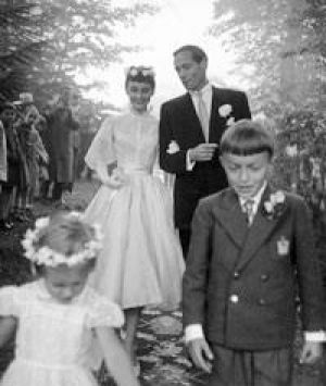Audrey Hepburn and Mel Ferrer - wedding day dress.jpg